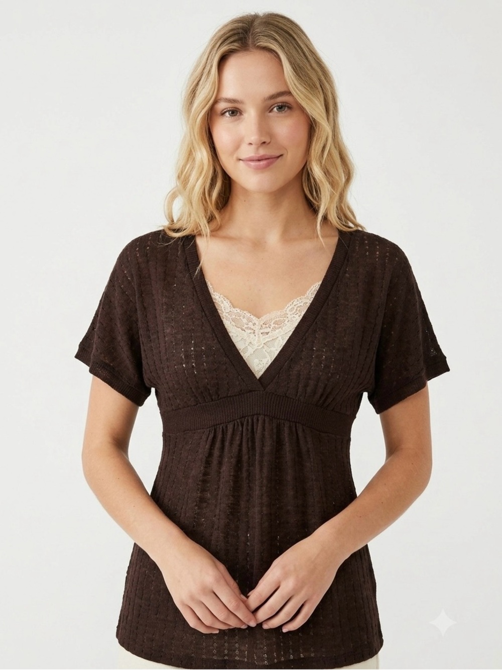 Vintage Brown Babydoll Shirt Y2K Early 2000s
